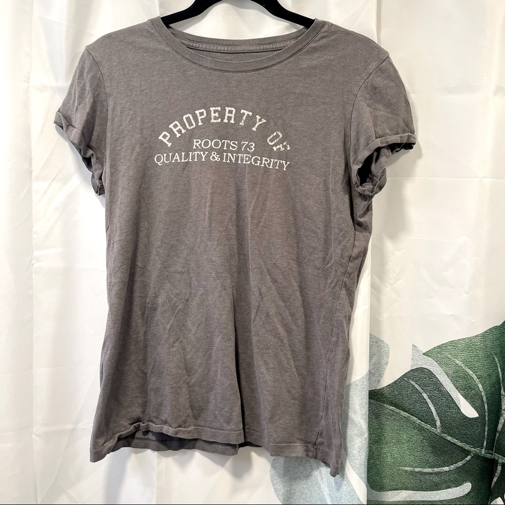 ROOTS • logo grey t shirt MEDIUM